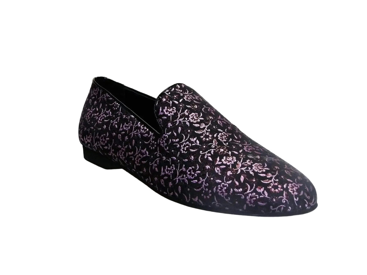 Scarpa mocassino da uomo Serse (800) in tessuto veneziano fiorato rosa, modello Wish Dance Shop con dettagli eleganti