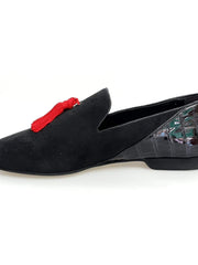 Carica immagine nella Galleria, Wish Dance Shop Mocassino Uomo in Camoscio Nero e Pom Pon Rosso