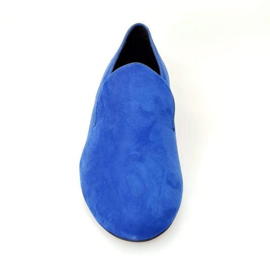 Scarpa mocassino da uomo Serse (800) in camoscio Royal Blu, elegante e confortevole, con dettagli classici e suola in gomma.