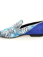 Carica immagine nella Galleria, Wish Dance Shop Mocassino Uomo in Giungla Blu e Tallone in Camoscio Blu