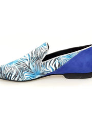 Carica immagine nella Galleria, Wish Dance Shop Mocassino Uomo in Giungla Blu e Tallone in Camoscio Blu