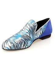 Carica immagine nella Galleria, Wish Dance Shop Mocassino Uomo in Giungla Blu e Tallone in Camoscio Blu