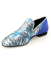 Carica immagine nella Galleria, Wish Dance Shop Mocassino Uomo in Giungla Blu e Tallone in Camoscio Blu
