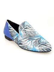 Carica immagine nella Galleria, Wish Dance Shop Mocassino Uomo in Giungla Blu e Tallone in Camoscio Blu