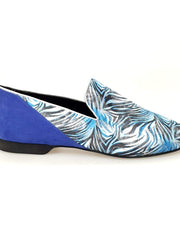 Carica immagine nella Galleria, Wish Dance Shop Mocassino Uomo in Giungla Blu e Tallone in Camoscio Blu