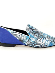 Carica immagine nella Galleria, Wish Dance Shop Mocassino Uomo in Giungla Blu e Tallone in Camoscio Blu