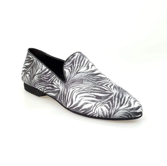 Scarpa mocassino da uomo Wish Dance Shop in tessuto fantasia giungla grigia, elegante e comoda, ideale per stile casual.