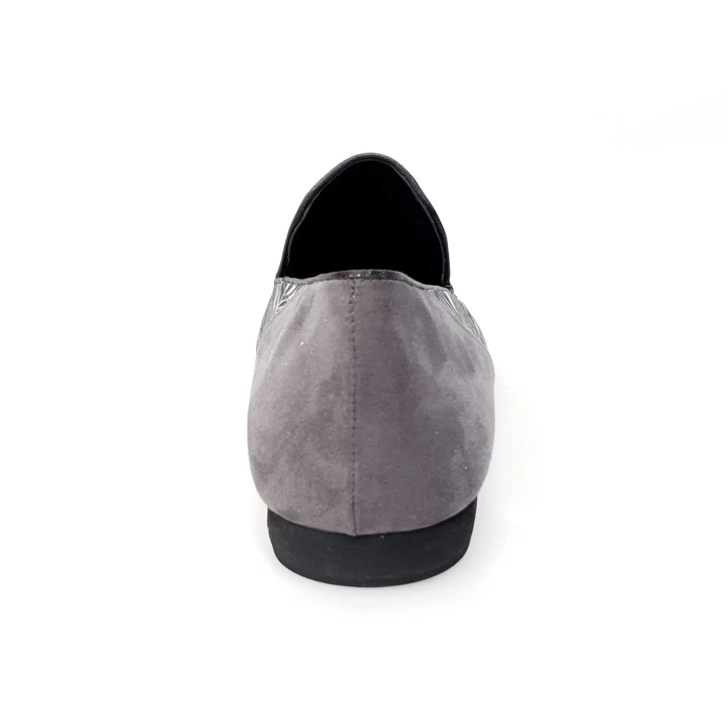 Mocassino da uomo Serse (800B) in tessuto fantasia giungla grigia con tallone in camoscio grigio, scarpa Wish Dance Shop