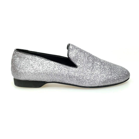 Scarpa mocassino da uomo Wish Dance Shop in glitter carbon, con design elegante e dettagli lucidi.