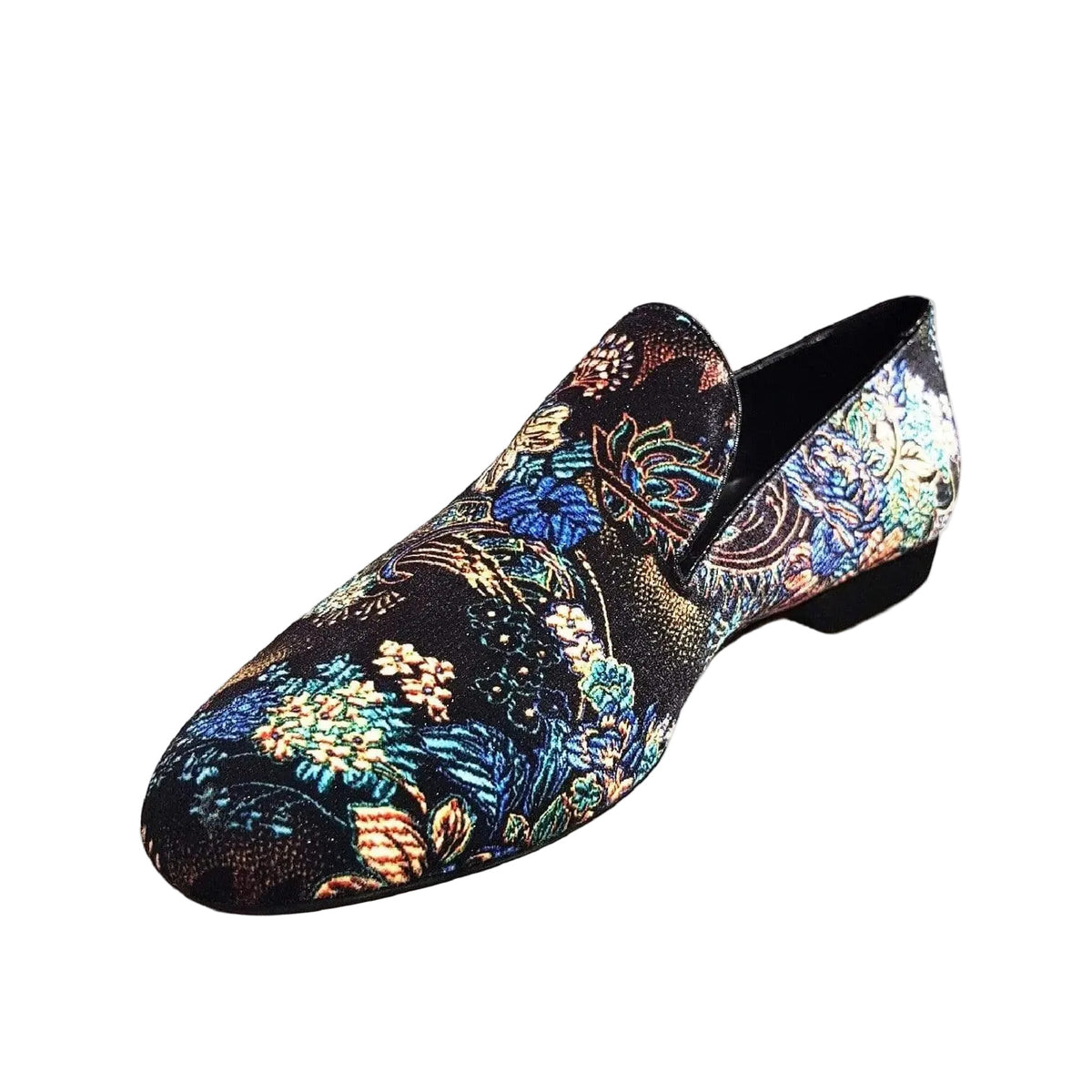 Mocassino da uomo Serse (800) in velluto lavorato stile fiorato con motivo arazzo veneziano, prodotto da Wish Dance Shop
