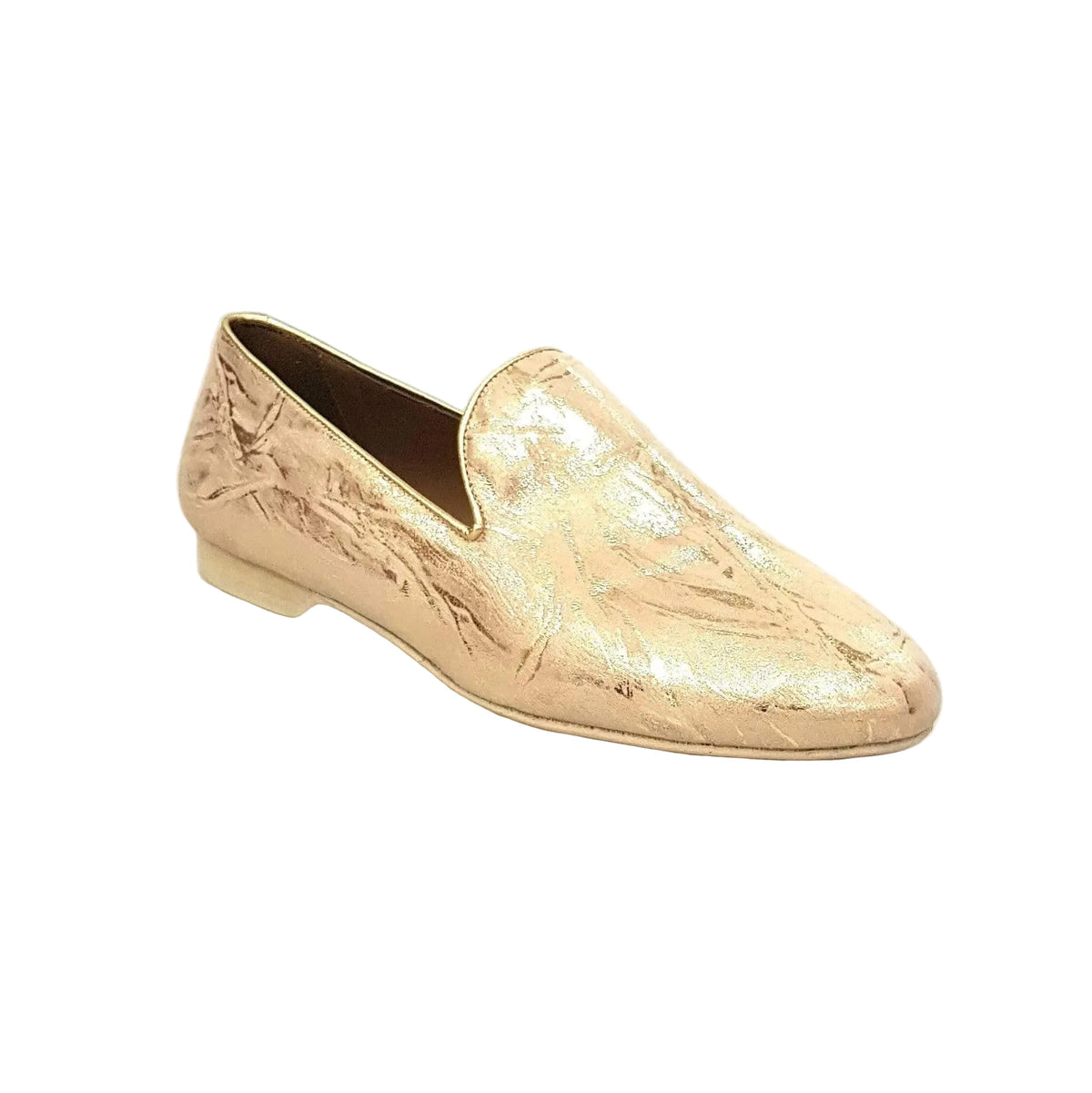 Mocassino da uomo Wish Dance Shop in pelle lavorata stile Orly oro, scarpa elegante e raffinata con dettagli lucidi.