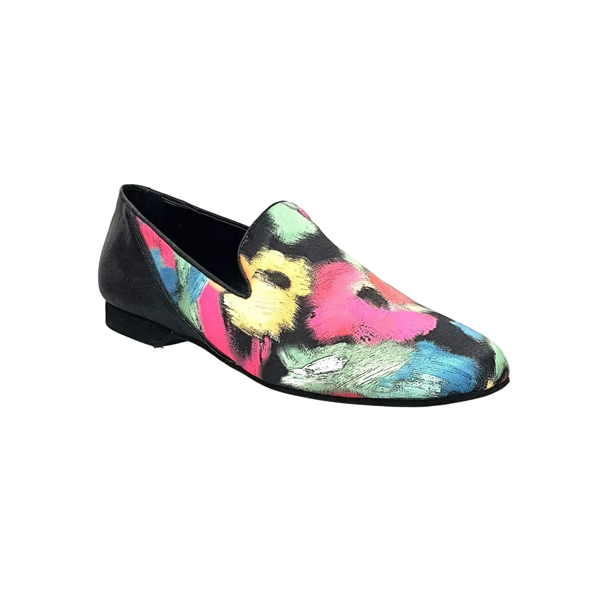 Scarpa mocassino da uomo Serse (800B) in tessuto Picasso nero con tallone in lurex nero, elegante e comodo.