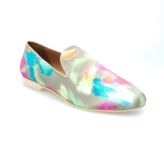 Mocassino da uomo Wish Dance Shop Iris Gold Green in tessuto Picasso verde, eleganti e comodi, stile classico e moderno