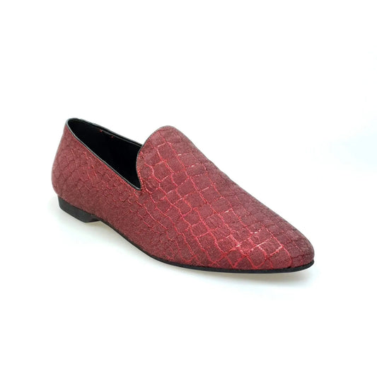 Mocassino da uomo Serse 800 in tessuto Sunset rosso, scarpa Wish Dance Shop con lavorazione elegante e stile casual.