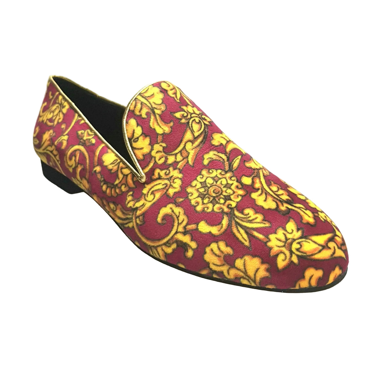 Mocassino da Uomo in Velluto Lavorato Tudor Magenta Serse Wish Dance, vista frontale