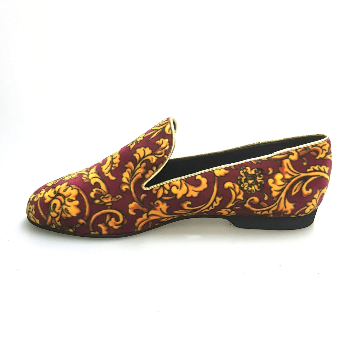 Mocassino da uomo Serse (800) in velluto Tudor magenta, scarpa elegante con lavorazione dettagliata, marca Wish Dance Shop