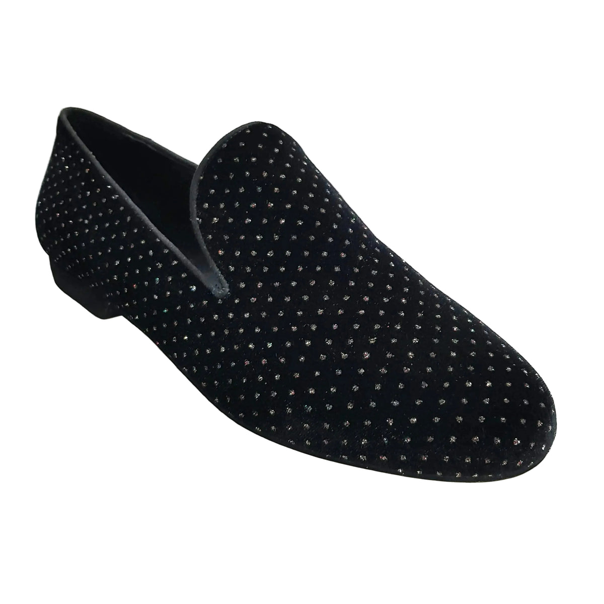 Mocassino uomo Serse (800) in velluto nero con dettagli glitter, elegante scarpa Wish Dance Shop, stile raffinato e moderno
