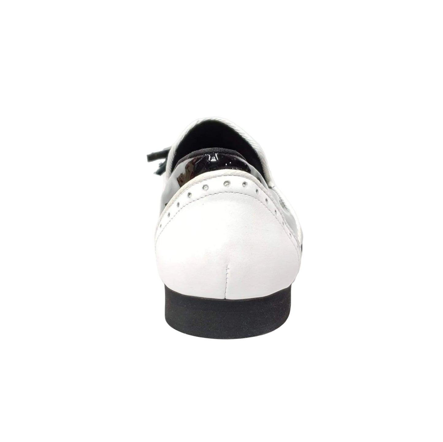 Scarpa da uomo Morgan Wish Dance Shop in vernice nera e pelle bianca, mocassino elegante con dettagli raffinati.