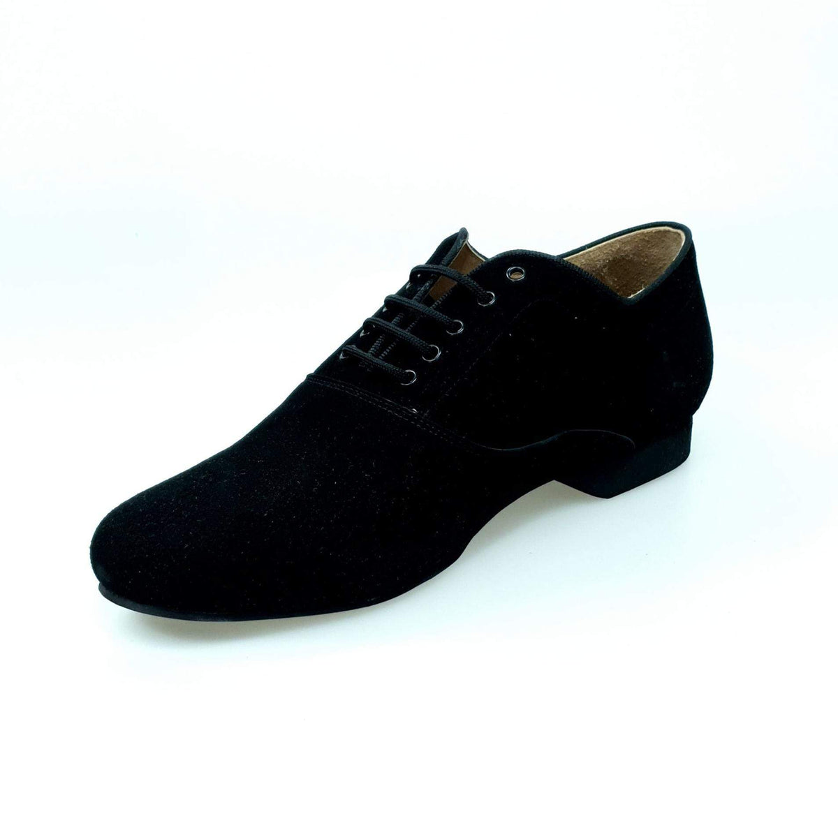 Scarpa da uomo Malaga MS07 in camoscio nero con chiusura stringata, forma tonda, stile Oxford, marca Wish Dance Shop