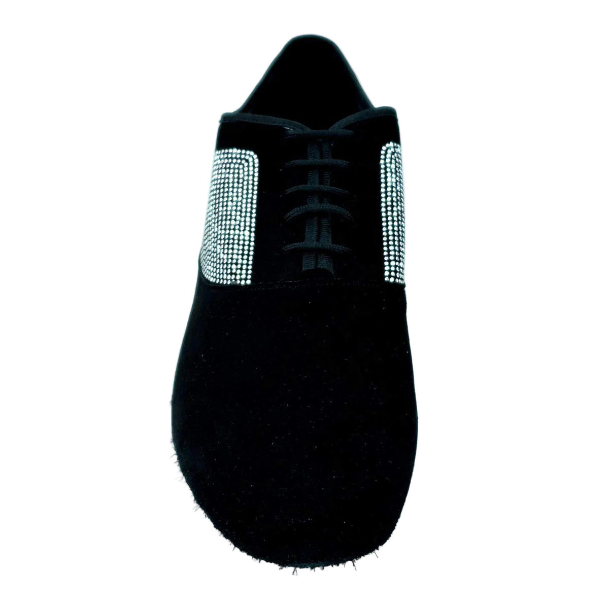 Stringata da Uomo chiusura Mod. Oxford Scarpa in Camoscio Nero e Brill Borch Forma Tonda Malaga Broadway, vista laterale
