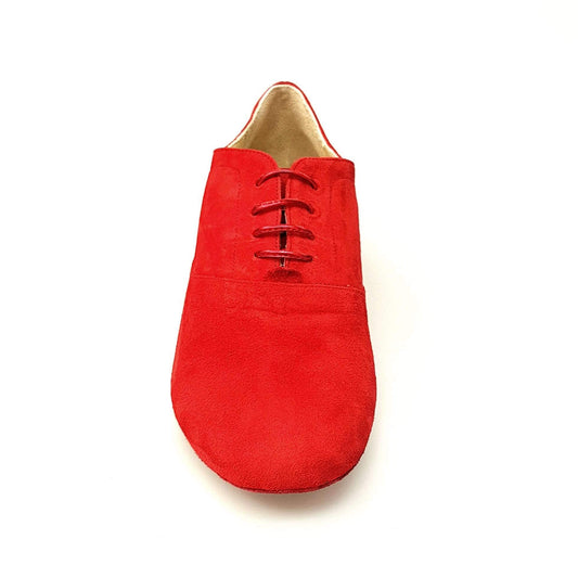 Scarpe stringate da uomo Malaga MS07 in camoscio rosso con chiusura Oxford, forma tonda, marca Wish Dance Shop.