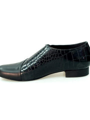 Carica immagine nella Galleria, Scarpa da uomo Franco MS19 in pelle nera e cocco nero, con forma tonda, scarpa stringata elegante e classica.