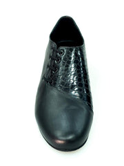 Carica immagine nella Galleria, Scarpa da uomo Franco MS19 in pelle nera e cocco nero, con forma tonda, stringata, di Wish Dance Shop.