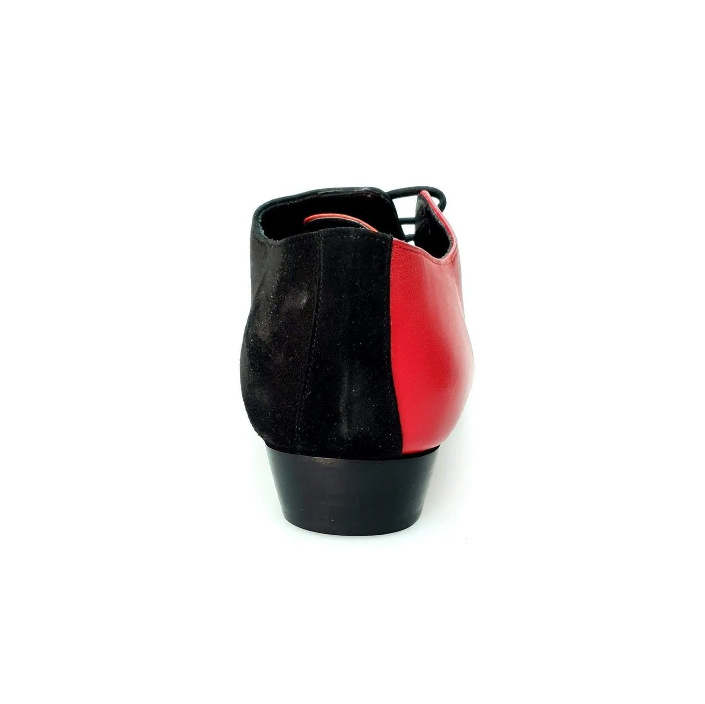 Scarpa da uomo Franco MS19 in pelle rossa e camoscio nero con forma tonda, stringata, marca Wish Dance Shop.