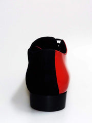 Carica immagine nella Galleria, Scarpa da uomo Franco MS19 in vernice rossa e camoscio nero, scarpa stringata con forma tonda, stilosa e elegante