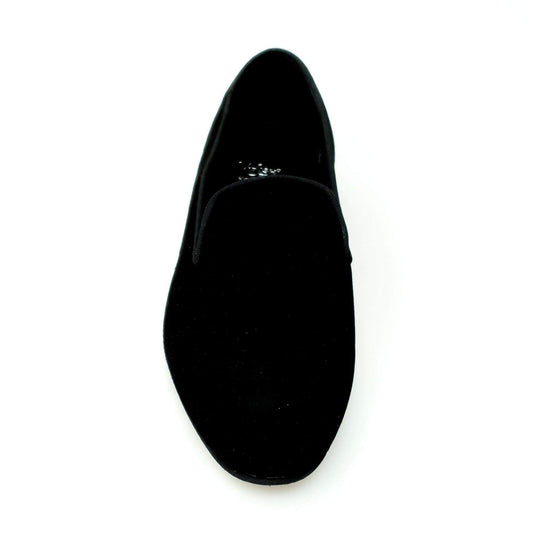 Scarpa mocassino da uomo Boris MS20 in camoscio nero con punta lunga e fodera in pelle, stile elegante e raffinato