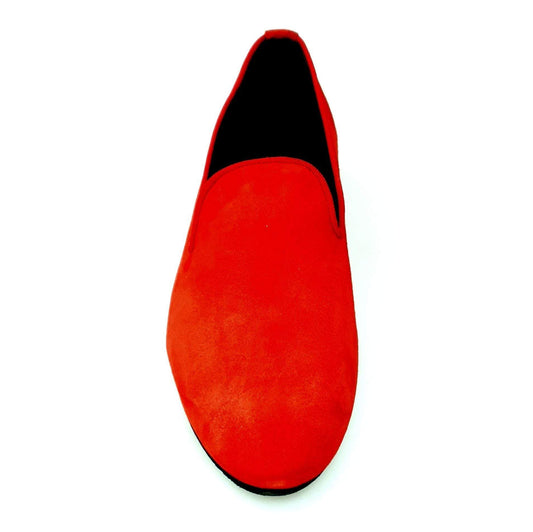 Mocassino da Uomo in Camoscio Rosso Profili Rossi Forma Lunga Tacco in Micro Boris Wish Dance, vista laterale