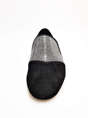 Load image into Gallery viewer, Wish Dance Shop Ms22 Crystal Nero Mocassino in Camoscio Nero e Swarovski a specchio Argento