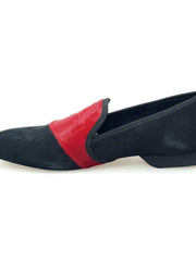 Carica immagine nella Galleria, Wish Dance Shop Ms22 Mocassino in Camoscio Nero e Cavallino Rosso
