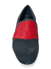 Carica immagine nella Galleria, Wish Dance Shop Ms22 Mocassino in Camoscio Nero e Cavallino Rosso
