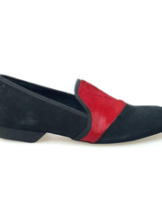 Carica immagine nella Galleria, Wish Dance Shop Ms22 Mocassino in Camoscio Nero e Cavallino Rosso