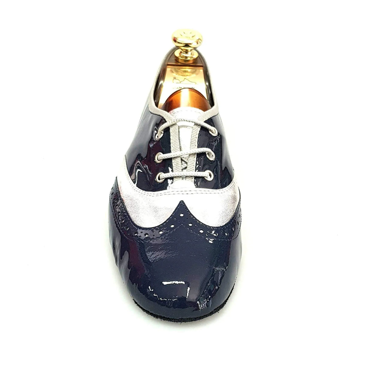 Scarpa jazz Eddy NY08 Wish Dance Shop in vernice blu notte e pelle silver, elegante e confortevole per danza jazz.