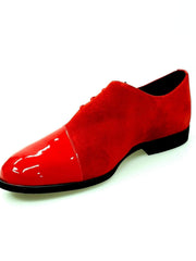 Carica immagine nella Galleria, PABLO PJ (MS19PJ) - Scarpa da Uomo Stringata in Vernice Rossa e Camoscio Rosso con Fondo in Microlight Wish Dance Shop