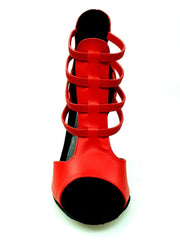 Carica immagine nella Galleria, Diabla Roja (460PW) - Sandalo in Pelle Rossa con Elastici Rossi e Tacco a spillo Rivestito in Vera Pelle Rossa