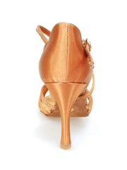 Load image into Gallery viewer, Scarpa da ballo Wish Dance Shop in raso bronzo con paillettes, tacco a rocchettino, perfetta per danza e occasioni eleganti
