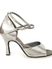Load image into Gallery viewer, Scarpa in pelle satinata color canna di fucile con tacco a rocchetto, elegante e raffinata, brand Outlet.