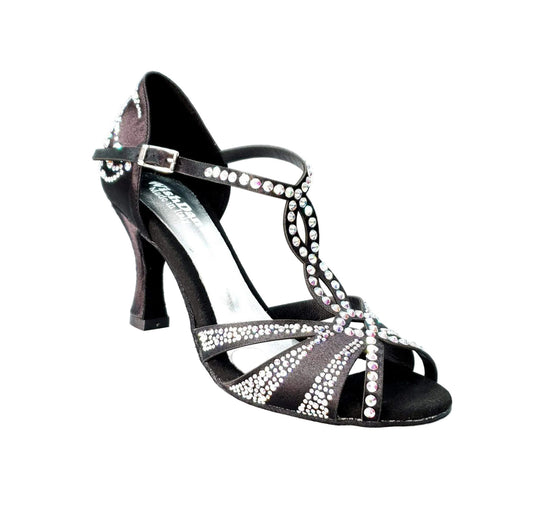 CAMILA Superb (accollata) L13 - Scarpa da Ballo in Raso Seta Nero Wish Dance, vista laterale