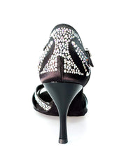 Load image into Gallery viewer, Wish Dance Shop Superb (accollata) - Scarpa da Ballo in Raso Seta Nero con Swarovski e Tacco Smaltato