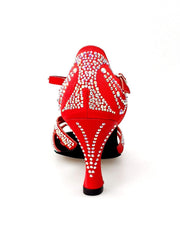 Load image into Gallery viewer, Wish Dance Shop Superb - Scarpa da Ballo in Raso Seta Rosso con Swarovski e Tacco a Rocchetto