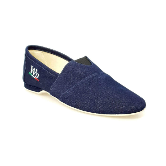 Espadrillas Tommy in tessuto blu jeans con suola in iuta, scarpe estive casual per donna.