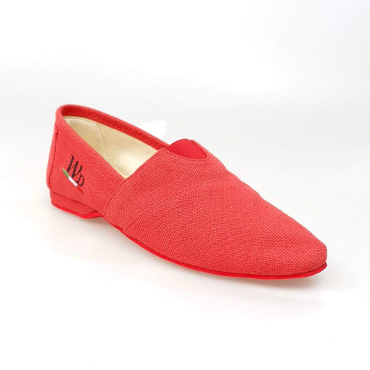 Espadrillas Tommy in tessuto rosso con suola naturale, scarpe estive leggere e confortevoli per look casual.