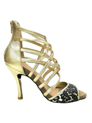 Carica immagine nella Galleria, Wishdance 161 Sandalo da Donna in pelle Oro con tomaia in Maculato