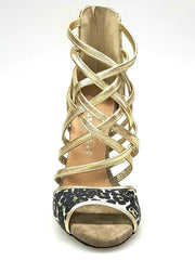 Load image into Gallery viewer, Wishdance 161 Sandalo da Donna in pelle Oro con tomaia in Maculato