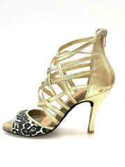 Carica immagine nella Galleria, Wishdance 161 Sandalo da Donna in pelle Oro con tomaia in Maculato