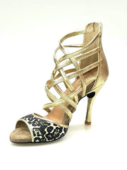 Carica immagine nella Galleria, Wishdance 161 Sandalo da Donna in pelle Oro con tomaia in Maculato