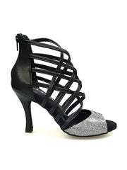 Carica immagine nella Galleria, Wishdance 161 Sandalo da Donna in vera Pelle Nera con tomaia Multicolor